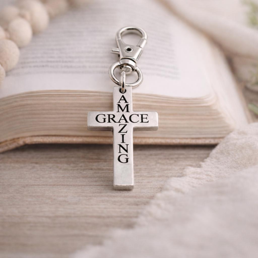 Amazing Grace Cross Clip On Charm